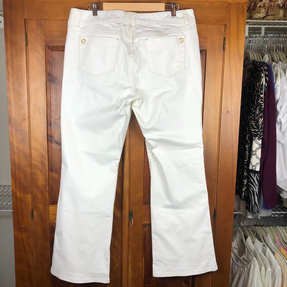 Tommy Hilfiger White High Waist Boot Cut American Freedom Denim Jeans Timeless - Picture 3 of 16